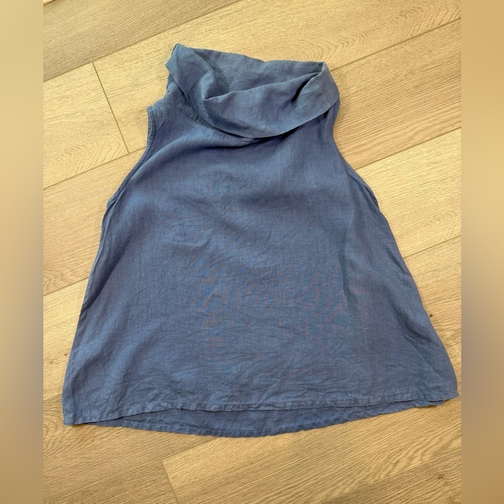 Etta Tank by Bryn Walker women’s 100% linen cowl neck denim color xs